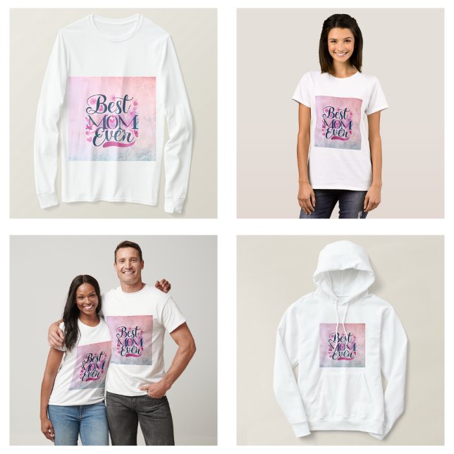 T-shirt Meilleure maman Jamais Coeurs roses Papillons et F (Best Mom Ever Pink Hearts Butterflies and Floral T-Shirt)