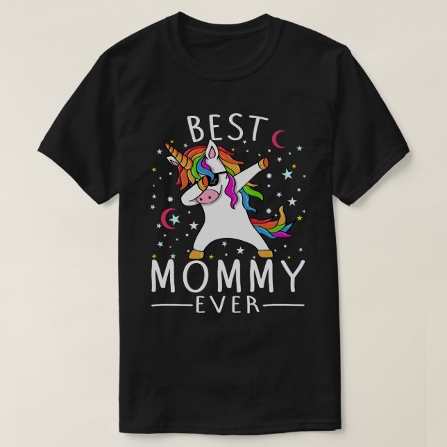 T-shirt Meilleure maman jamais Dabbing Unicorne (Design devant)