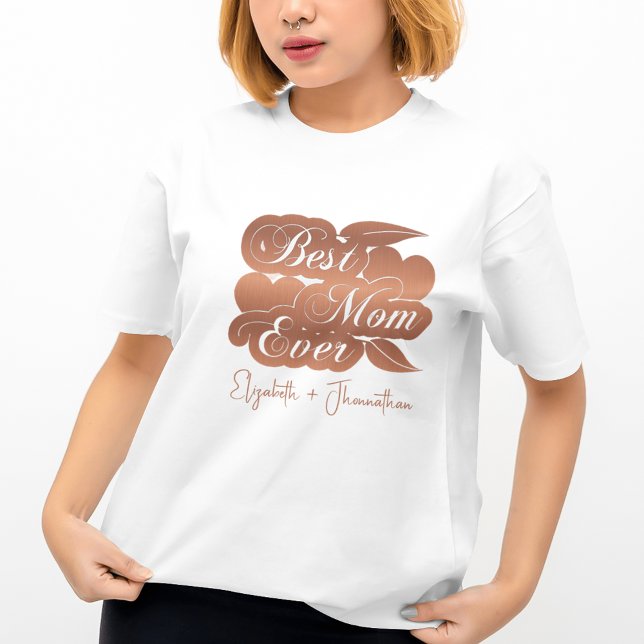 T-shirt Meilleure maman jamais Rose Gold Kids Noms la fête (Créateur téléchargé)