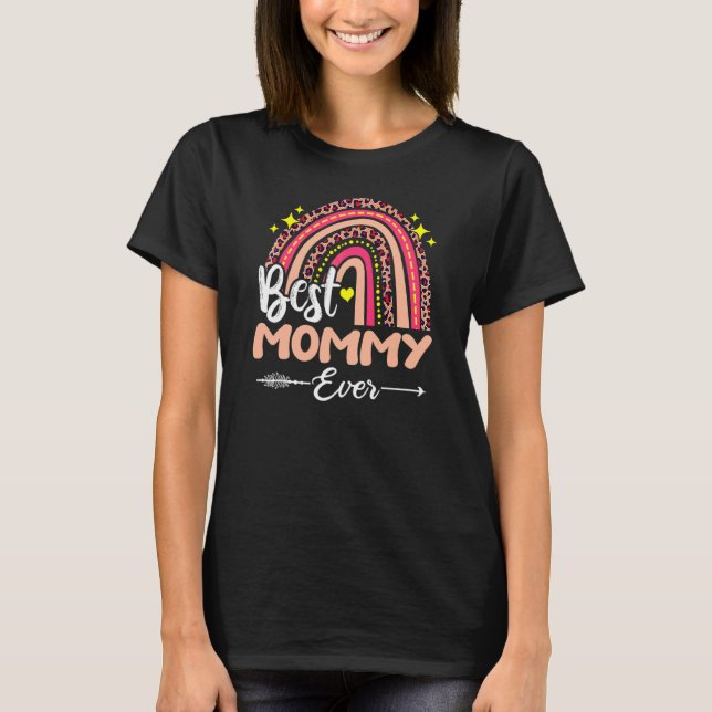 T-shirt Meilleure maman léopard jamais Rainbow Happy Mothe (Devant)