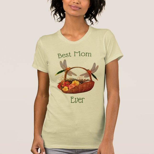 T-shirt Meilleure maman libellule jamais panier de fleurs (Devant)
