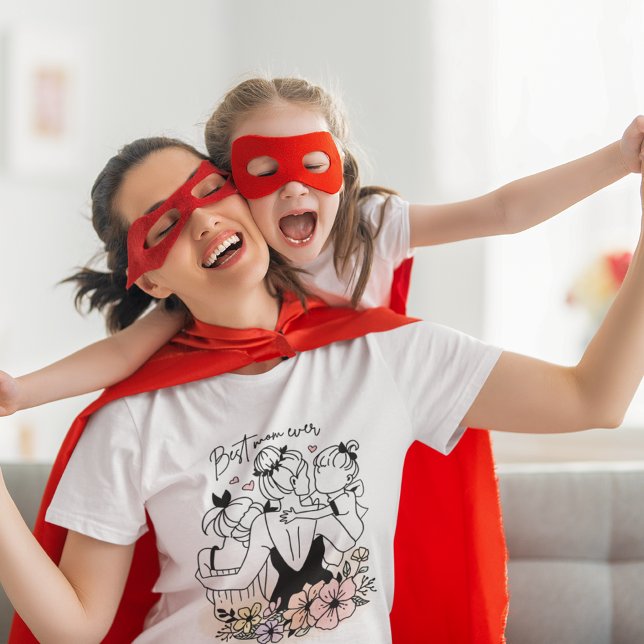 T-shirt Meilleure maman maman jamais maman, enfants, fleur (Best Mom ever mum, children and flowers ladies T-Shirt)