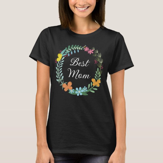 T-shirt Meilleure maman Mère Floral Papillon Vert Végétati (Devant)