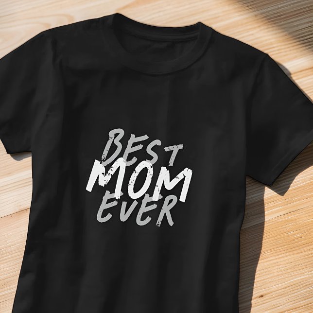 T-shirt Meilleure Maman Moderne Grunge Blanc et Gris (Créateur téléchargé)