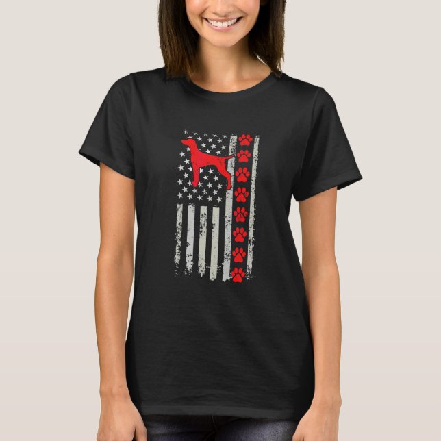 T-shirt Meilleure Maman Papa Vizsla Pompiers Drapeau États (Devant)
