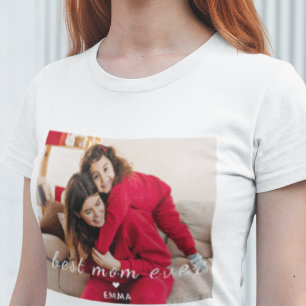 T-shirt Meilleure Maman Personnalisée Photo & Texte Typogr