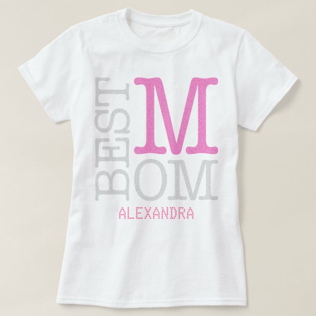 T-shirt Meilleure Maman Pink Silver Parties scintillant No (Design devant)