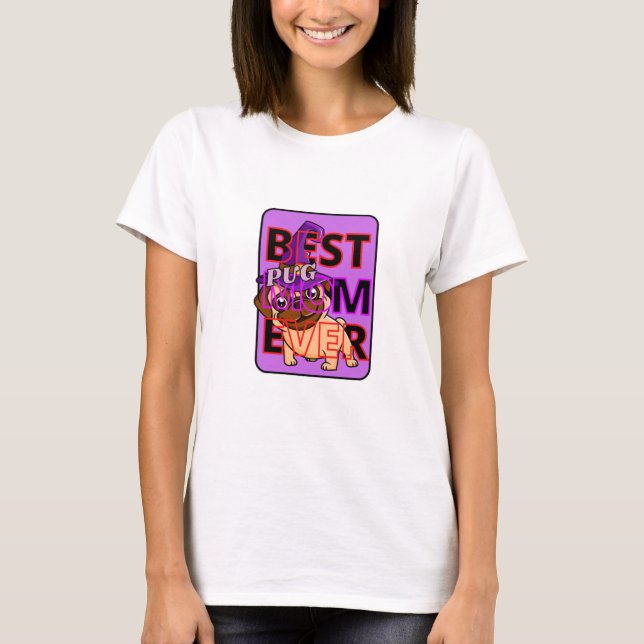 T-shirt Meilleure maman pug avec chapeau de sorcière (Devant)
