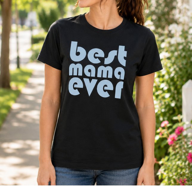 T-shirt Meilleure Maman Retro Bleu Clair (Créateur téléchargé)