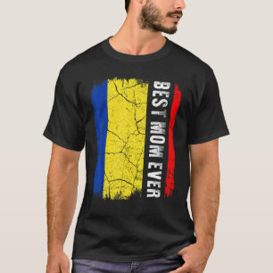 T-shirt Meilleure maman roumaine Jamais Roumanie Drapeau F