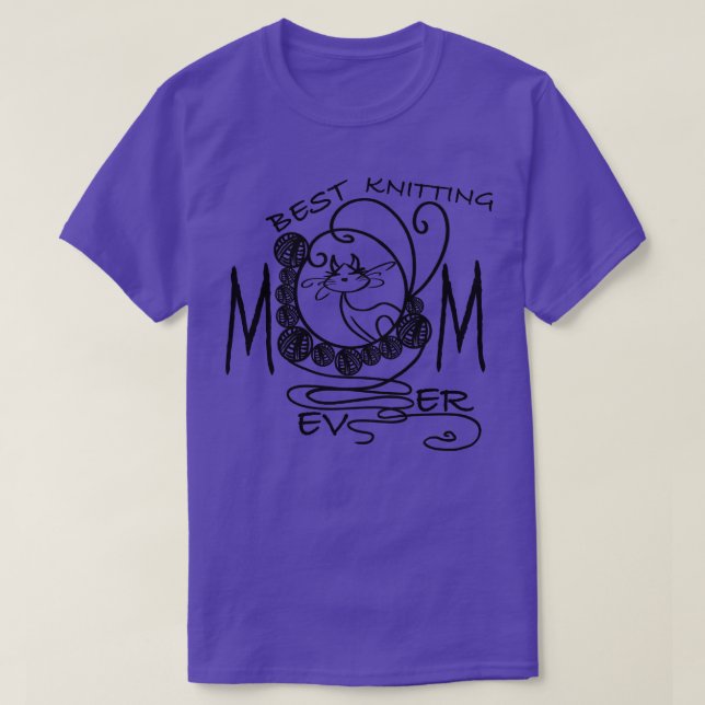 T-shirt Meilleure maman tricot jamais chat (Design devant)
