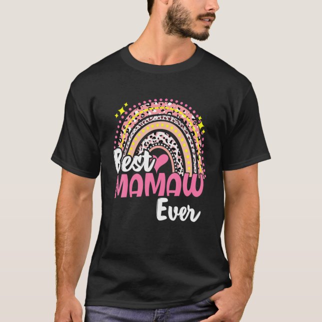 T-shirt Meilleure Mamaw Jamais Drôle Léopard Rose Rainbow  (Devant)