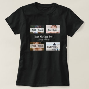 T-shirt Meilleure Mère Jamais Photo Collage Blanc Script N