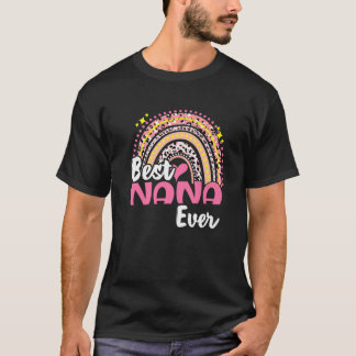 T-shirt Meilleure Nana Jamais Drôle Léopard Rose Rainbow M