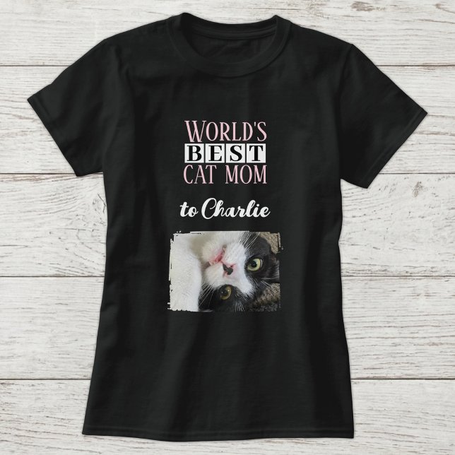 T-shirt Meilleure photo de maman de chat avec nom rose bla (Créateur téléchargé)