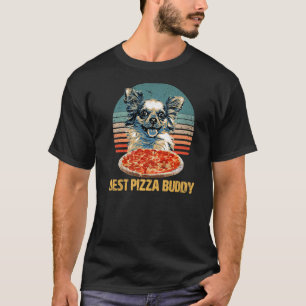 T-shirt Meilleure Pizza Buddy Sweet Long Cheveux Chihuahua