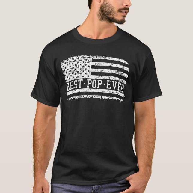 T-shirt Meilleure Pop Ever Us Drapeau grand-père Fête des  (Devant)