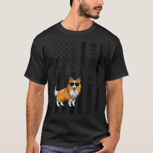 T-shirt Meilleure Sheltie Papa Ever USA Drapeau Funny Shet