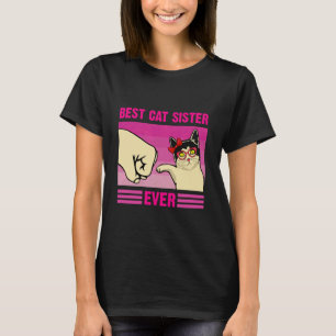 T-shirt Meilleure Sœur de Chat Drôle Rétro Fist bump Femme