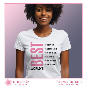 T-shirt Meilleure Sœur du Monde Liste Personnalisée de Vér