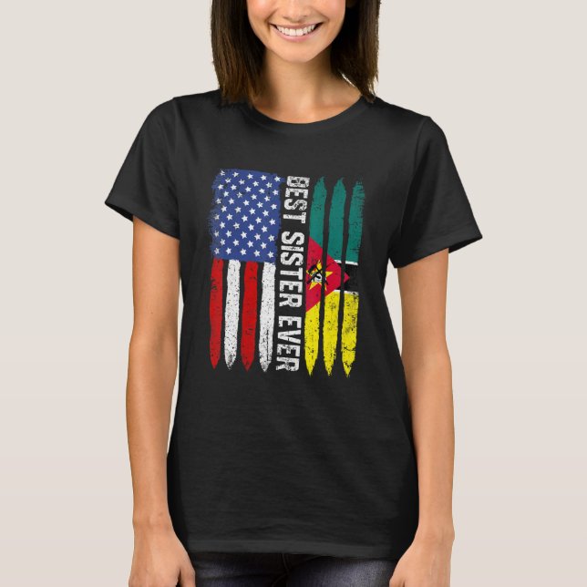T-shirt Meilleure soeur jamais nous Mozambique Drapeau Fêt (Devant)