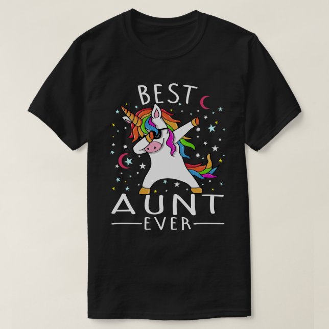 T-shirt Meilleure tante jamais Dabbing licorne (Design devant)