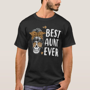 T-shirt Meilleure tante jamais Skull Leopard Tante Fête de
