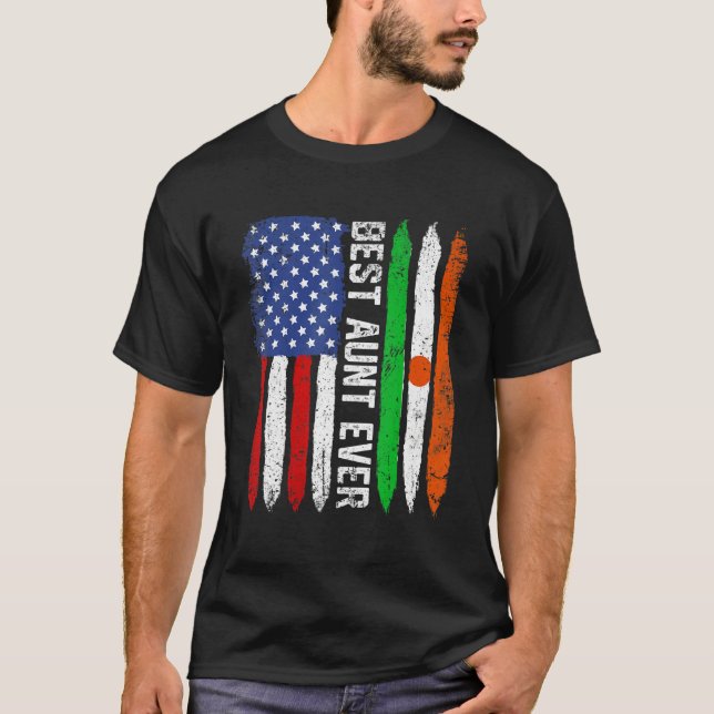 T-shirt Meilleure tante Jour des mères Niger Us Drapeau Re (Devant)