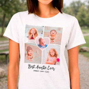 T-shirt Meilleure Tatie Jamais Collage Photo Personnalisé 