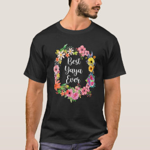 T-shirt Meilleure Yaya Ever Femmes Décoration Florale Yaya