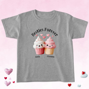 T-shirt Meilleures amies Kawaii Cupcake avec des cœurs
