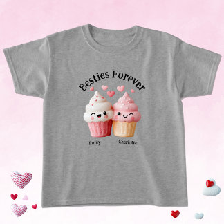T-shirt Meilleures amies Kawaii Cupcake avec des cœurs
