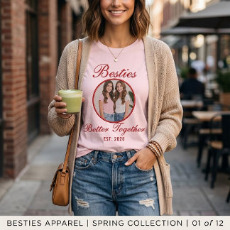 T-shirt Meilleures Amies Mieux Ensemble Photo Personnalisé