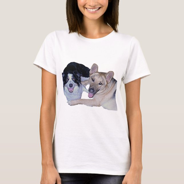 T-shirt Meilleurs amis Bordure Collie & Berger allemand (Devant)