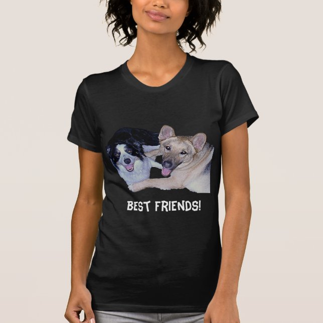 T-shirt Meilleurs amis Bordure Collie & Berger allemand (Devant)