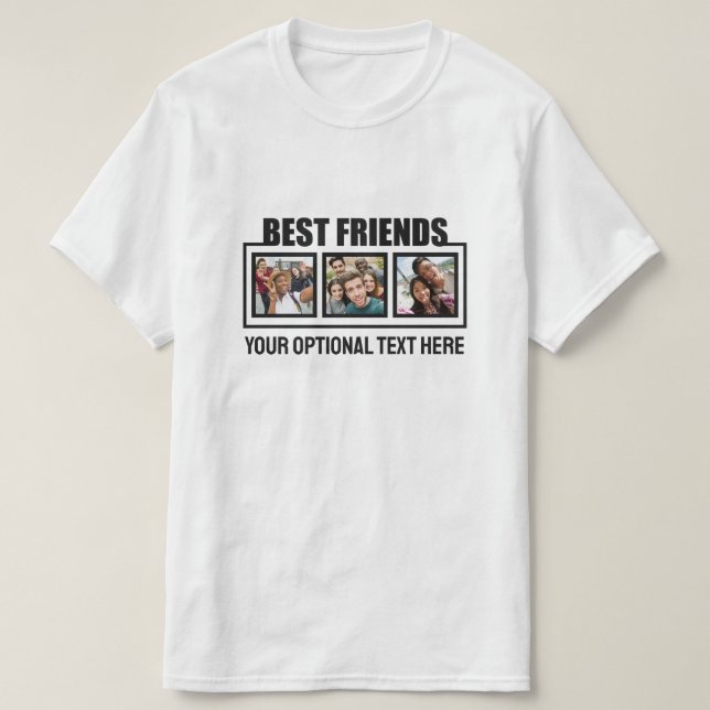 T-shirt Meilleurs amis photos et texte personnalisés (Design devant)