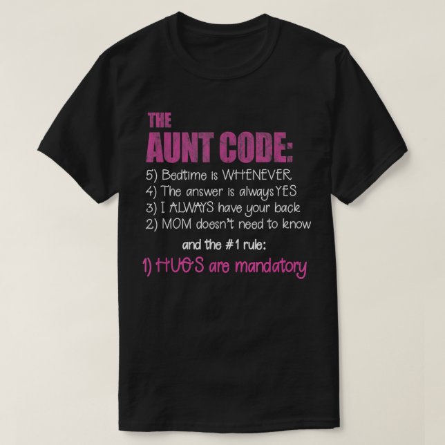 T-shirt Meilleurs Cadeaux Tante Code Tante Tante BAE Mères (Design devant)