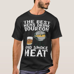 T-shirt Meilleurs Hommes Boire Bourbon Et Fumer Viande Fum