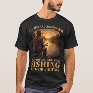 T-shirt Meilleurs Hommes Pêcheant Dans Les Années Quatre-V