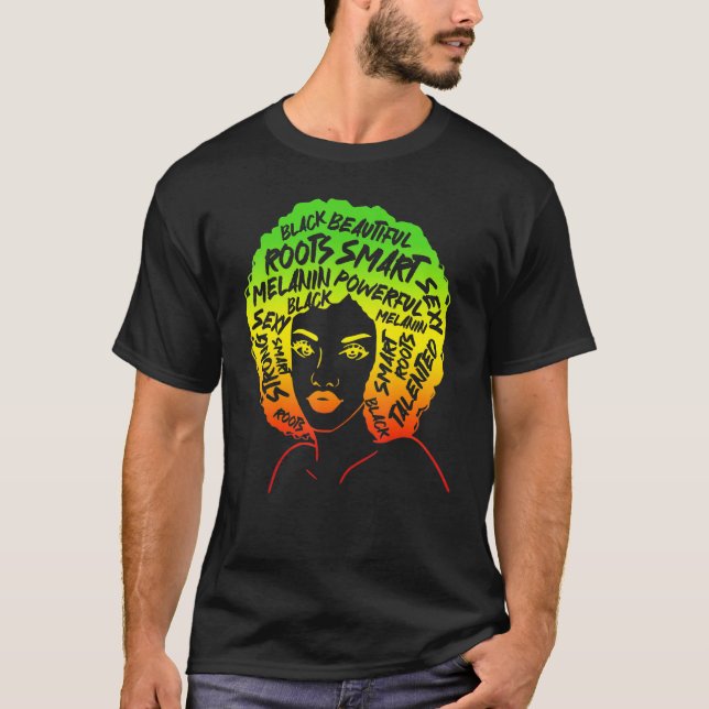 T-shirt Melanated Black Woman African American (Devant)