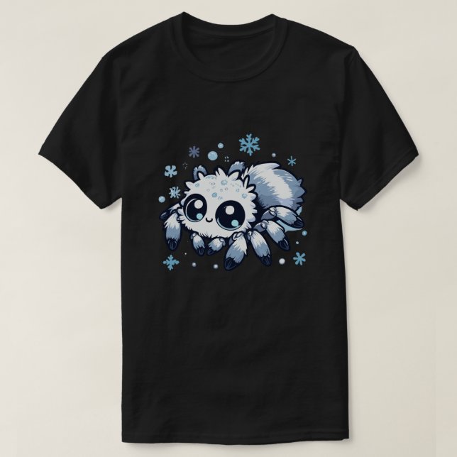 T-shirt Mélange araignée blanche sauteur dans les flocons  (Design devant)