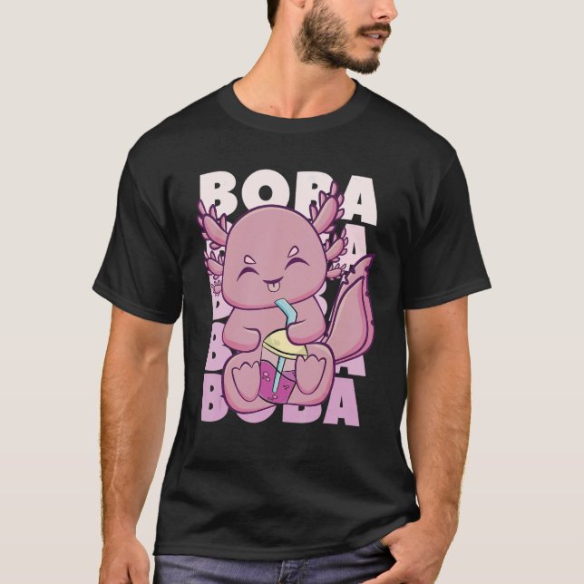 T-shirt Mélange Axolotl Au Thé Bubble De Lait De Fraise Po (Devant)