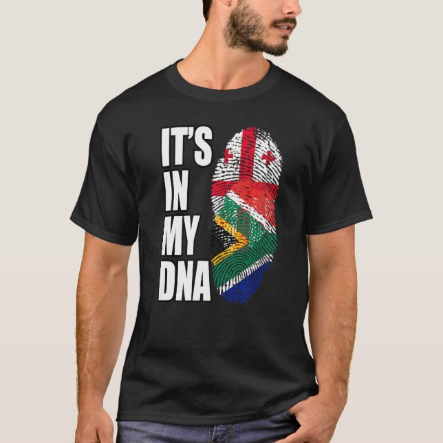 T-shirt Mélange D'ADN Géorgien Et Sud-Africain, Drapeau Pa (Devant)