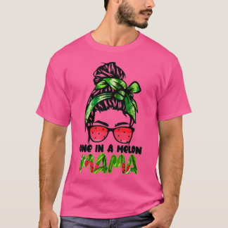 T-shirt Mélange Dans Un Melon Mama Messy Bun Watermelon Ét