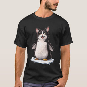 T-shirt Mélange de manchot et de chat mignon Mème d'animal