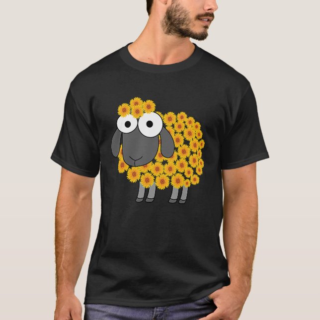 T-shirt Mélange Mouton Avec Fleur Laine Animal De Ferme (Devant)