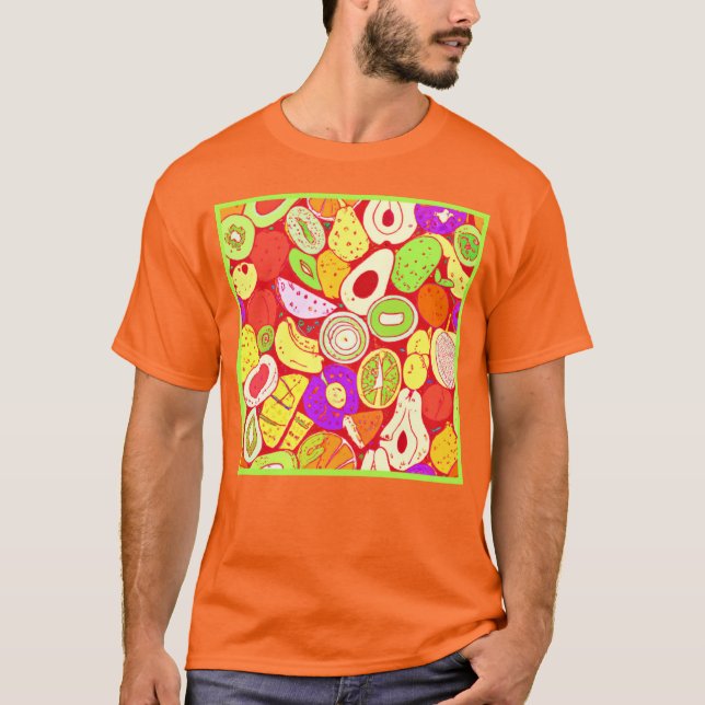 T-shirt Mélanges étonnants de Motifs de fruits. Commandez  (Devant)
