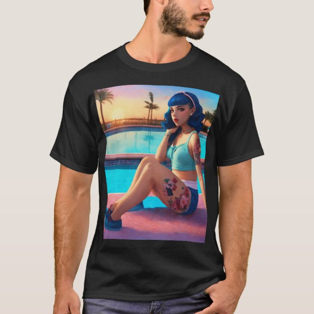T-shirt Melanie Martinez assise à la piscine, au coucher d (Devant)