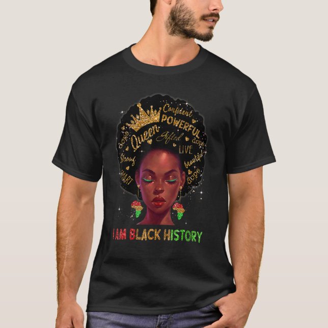 T-shirt Melanin Black Queen I Am Black History African Bla (Devant)