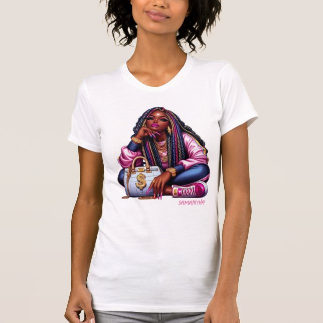 T-shirt Melanin Chic Hustler Urbaine Hip hop Femme de mode (Devant)